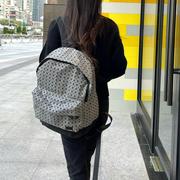 日本2023菱格双肩包情侣(包情侣)背包，电脑包大容量磨砂黑色男女旅游包
