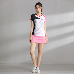 2024羽毛球服女装套装速干短袖，比赛运动服男乒乓球服定制印字