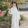 新中式白色国风大衣长袖加厚女装外套搭配旗袍2023年冬季优雅