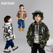 nornor冬季男童羊羔毛外套(毛外套，)儿童羊毛拼接迷彩外套