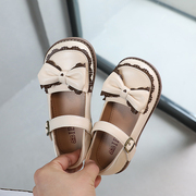女童皮鞋2024春季儿童公主，鞋方口鞋，可爱蝴蝶结小女孩单鞋韩版
