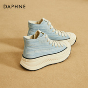达芙妮daphne~帆布鞋，女秋季2023夏天松糕，底增高女鞋高帮显瘦