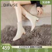 dfuse迪芙斯冬季款方头，奶油短靴粗跟弹力，瘦瘦靴df34116704