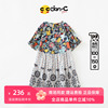 clanc韩国设计潮牌年春夏，棉复古大花拼接中袖女童连衣裙