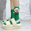 绿色袜子搞怪创意趣味中长筒袜，秋冬季个性装饰纯棉，玫红彩色小腿袜