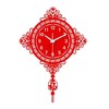 喜庆中国结钟表挂钟现代创意静音时尚石英钟红色时钟客厅挂表