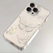 高级银线条蝴蝶适用iPhone13pro手机壳苹果15/14promax硅胶11/12透明vivoy52s全包OPPOReno8华为荣耀50保护套