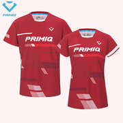 PRIMIQ韩国2023羽毛球服男女款运动短袖速干吸汗T恤 红色斜纹