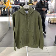 阿迪达斯三叶草卫衣男2021冬季运动服军绿色外套套头衫H13499