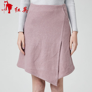 vivianliu红英y1859401冬女装，新开衩(新开衩)不规则下摆毛呢半身裙