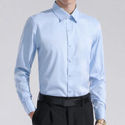 高级感男士白色长袖衬衫商务，职业正装蓝色衬衣，寸衫西装上衣服男装