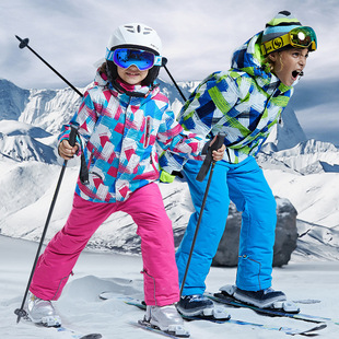 儿童滑雪服单板双板女套装冲锋衣，男童女童专业外套青少年防水保暖