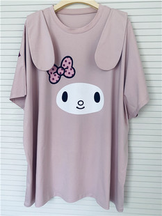 原单 日本粉色美乐蒂melody夏季波点大耳朵宽松休闲蝙蝠袖可爱T恤