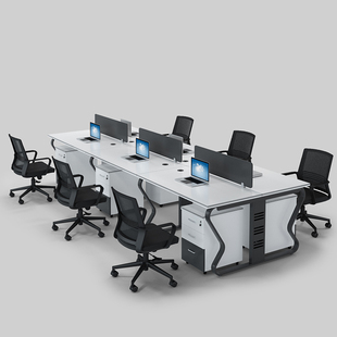 急速办公桌椅组合员工屏风隔断工作位六人现代简约办公家具职