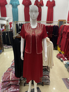 红色两件套夏季短袖中长款连衣裙高贵气质喜婆婆婚礼宴会礼服旗袍