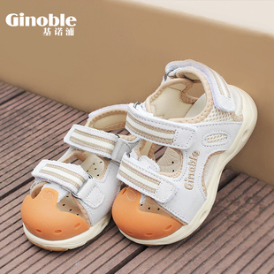 基诺浦机能鞋夏季宝宝，凉鞋1-3岁儿童鞋，子男童女婴儿学步包头软底