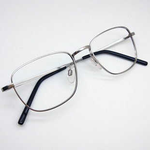 银灰色超轻纯钛全框眼镜架复古镜框男式