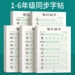 一年级二年级字帖下册上册每日30字练字帖小学生专用每日一练三年级四五六同步练字本楷书练习贴正楷钢笔点阵控笔训练硬笔书法拼音