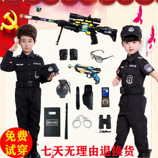 儿童小警察小特警服装幼儿，交警军人警官，表演服男女小孩警装演出服