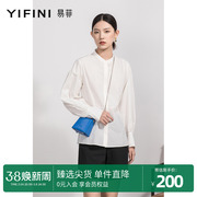 Yifini/易菲纯棉薄款宽松长袖中式小立领衬衫女早秋衬衣