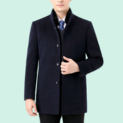 皮尔卡丹男士水貂毛立领羊绒，大衣双面料，中年商务羊毛羽绒外套加厚