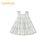 巴拉巴拉女童连衣裙，2024夏季儿童裙子雪纺吊带，蛋糕裙宝宝童装