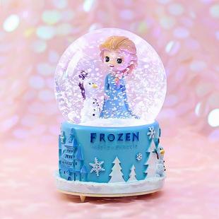 梦幻爱莎艾莎公主儿童生日礼物，水晶球摆件女孩，音乐八音盒飘雪女童