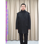 黑色尼克服男可脱卸帽中长款獭兔，皮毛一体普洛克商务皮草外套