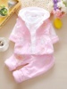 女宝宝秋冬装夹棉套装0-1-2岁新生婴幼儿童装衣服，秋季棉衣三件套