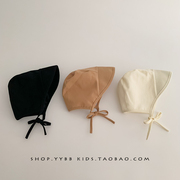 婴儿帽子春秋薄款系带，韩版纯色包头宫廷，帽遮阳新生儿护囱门胎帽潮