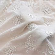 纯棉布料白色立体棉线刺绣棉布连衣裙衬衫服装面料桌布手工装饰布
