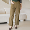 韩国冬季中年女裤直筒纯色加绒中年女裤松紧腰长裤洋气PN2311081