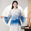 洛古仙春秋季单两件套中国风改良汉服，手绘印花雪纺茶服女装