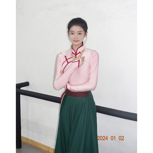 藏族舞蹈服装女成人民族民间舞练习大摆裙舞台演出服艺考定制班服