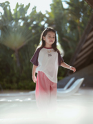 史豌豆童装女童字母印花短袖T恤2024夏季洋气儿童插肩袖上衣
