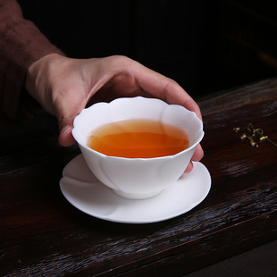 德化白瓷主人杯羊脂玉茶杯大号中国白茶碗功夫茶具个人杯品茗杯
