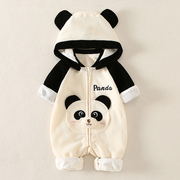 新生婴儿儿衣服秋装可爱超萌男女宝宝春秋熊猫连体衣满月周岁哈衣