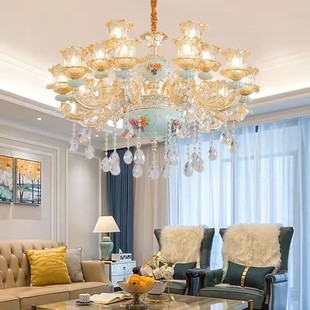 法式客厅欧式餐厅卧室锌合金，吊灯大气水晶陶瓷，现代简约酒店家用灯
