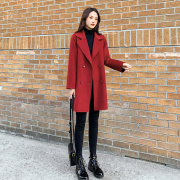 红色双面羊绒大衣女2023秋冬双排扣小个子显瘦毛呢子大衣外套
