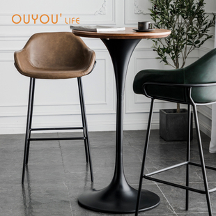 北欧大理石轻奢吧桌现代铁艺家用高脚桌简约创意咖啡厅实木，高桌子(高桌子)