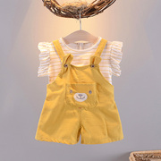 女童1-2-3岁半儿童夏季背带套装，女宝宝薄款夏装童装两件套潮4