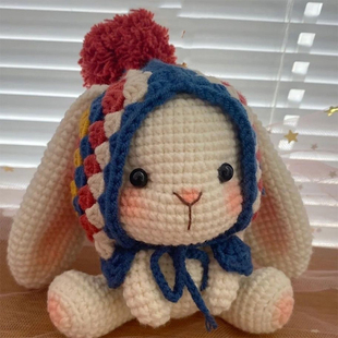 可爱手工编织垂耳兔玩偶祖母格diy材料包自制毛线包挂件装饰礼物