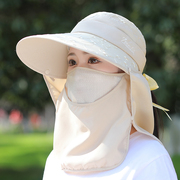 太阳帽女款遮脸面罩凉帽子采茶遮阳帽农民下地干活防紫外线防晒帽