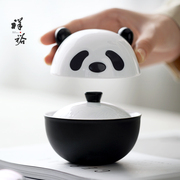 祥裕熊猫快客杯陶瓷旅行茶具套装，户外便携茶杯商务可涂鸦定制