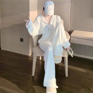 卫衣套装女春季2023年级感小香风时尚休闲白色，运动服两件套