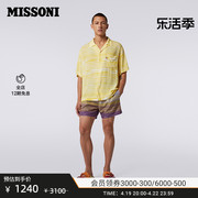 MISSONI/米索尼衬衫 男士丝质垂感条纹印花短袖衬衫