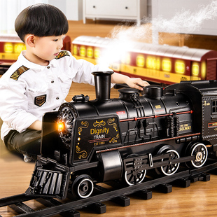高铁停车场儿童电动小火车，汽车赛车蒸汽轨道，益智玩具男孩新年礼物
