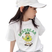 纯棉女童t恤短袖，夏季儿童甜美上衣姐妹装卡通，t恤半袖圆领潮牌