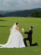 户外婚纱影楼主题有袖法式摄影礼服复古服装韩版白色韩版草坪