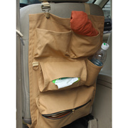 日式汽车座椅后背收纳挂袋车载置物袋棉帆布多功能通用杂物储物袋